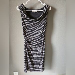 Ann Taylor Loft Animal Print Dress S Cowl Neck Stretchy Comfy Flattering Lined